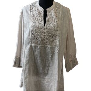 Coldwater Creek Beige Lace Detail Tunic Size L (Misses 14-16) NWT